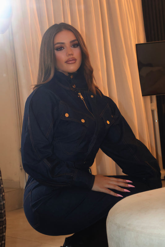 Contrast Stitch Denim Set