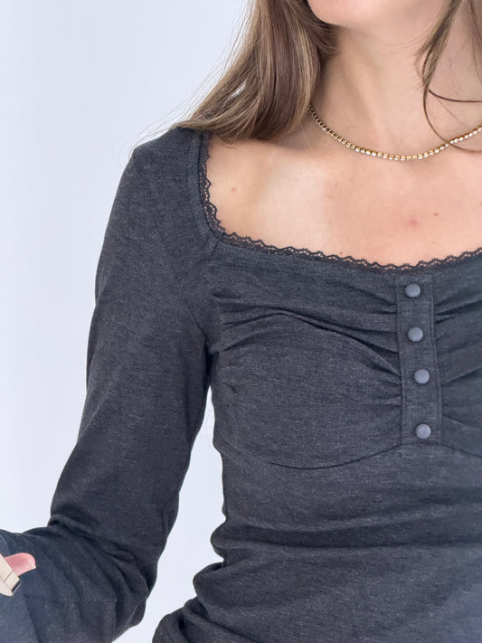 Arverna Lace Tie Ruched Top