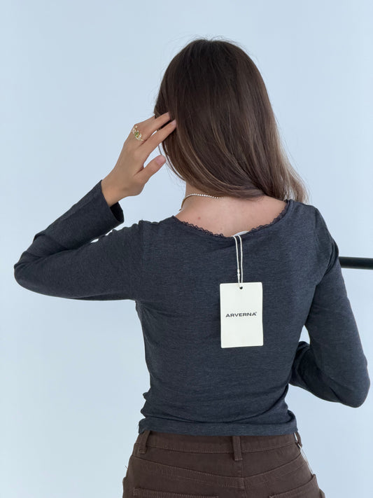 Arverna Lace Tie Ruched Top