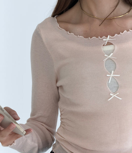 Arverna Bow Lace Trim Top