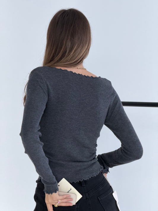 Arverna Bow Lace Trim Top