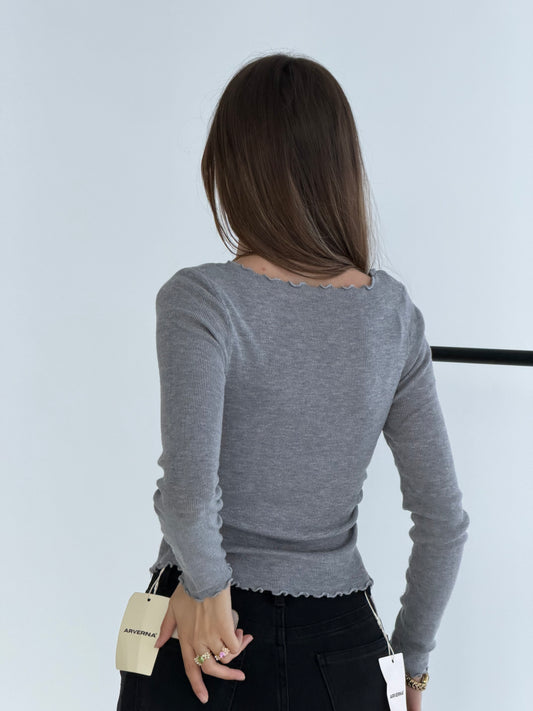 Arverna Bow Lace Trim Top