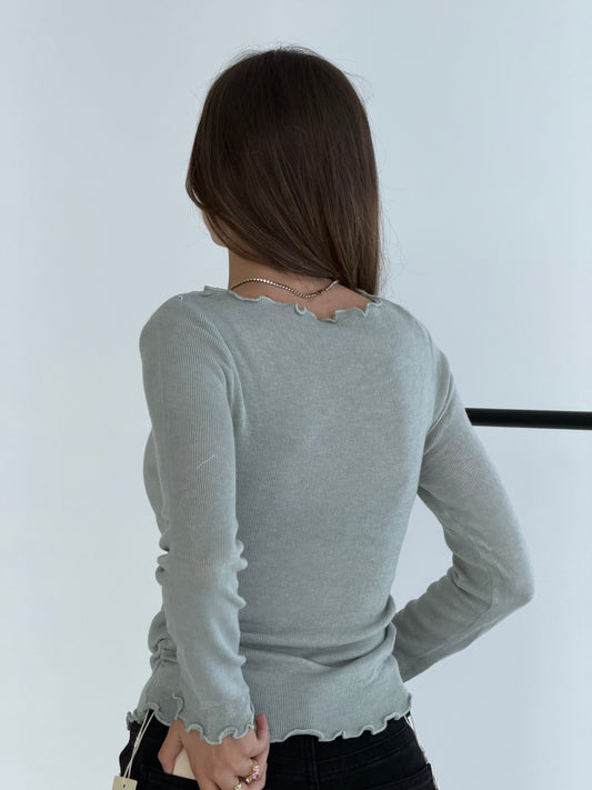 Arverna Bow Lace Trim Top