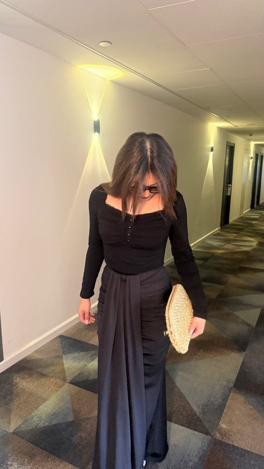 Arverna Lace Tie Ruched Top