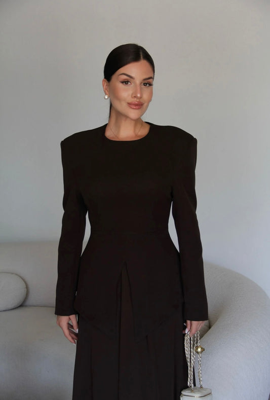 Valentina Brown Peplum Set