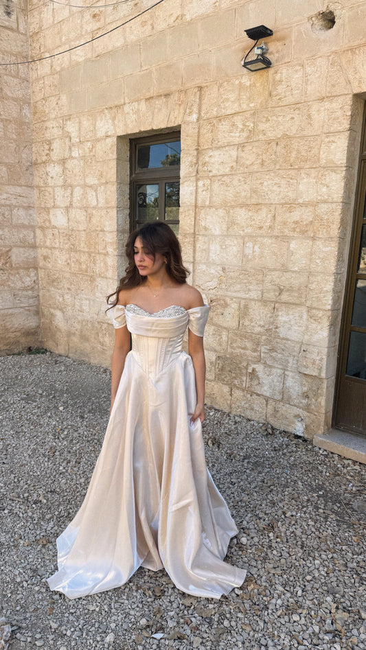 Soft Glam Cream Evening Dress