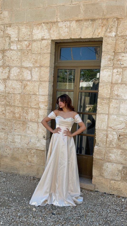 Soft Glam Cream Evening Dress