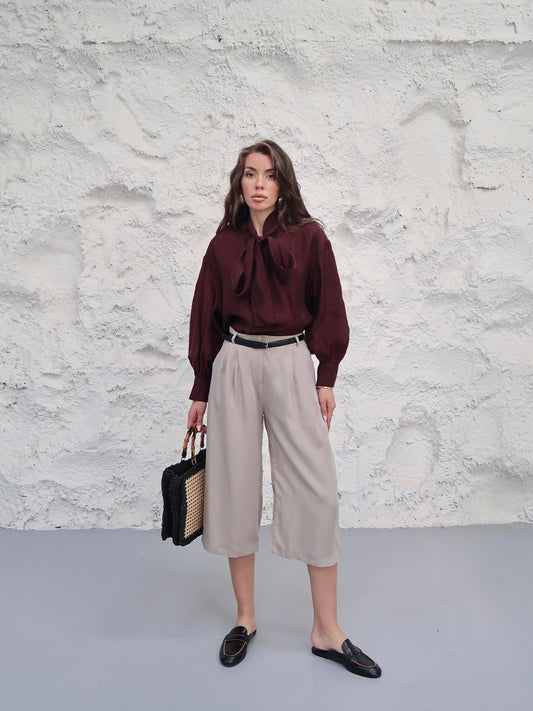 Wide-Leg Culotte Pants