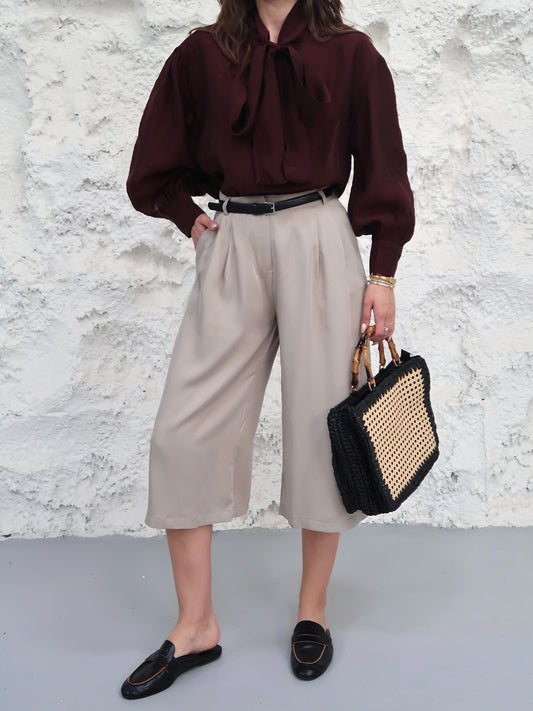 Wide-Leg Culotte Pants