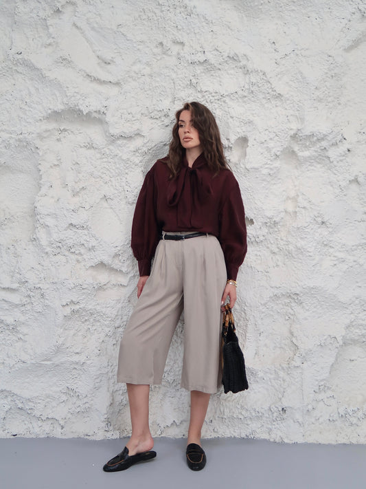Wide-Leg Culotte Pants