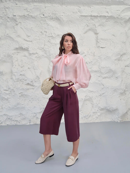 Wide-Leg Culotte Pants
