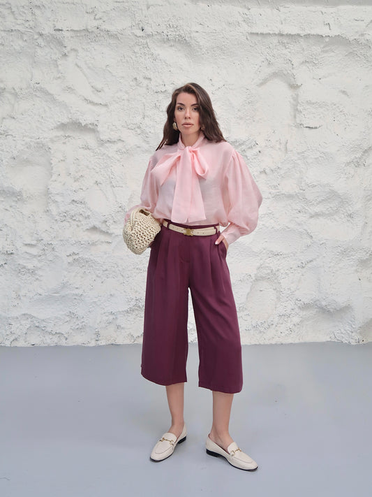 Wide-Leg Culotte Pants