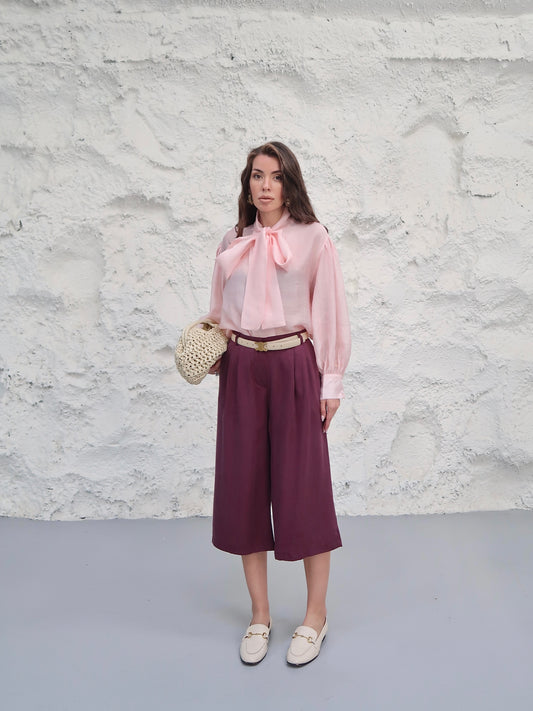 Wide-Leg Culotte Pants