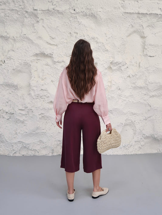 Wide-Leg Culotte Pants
