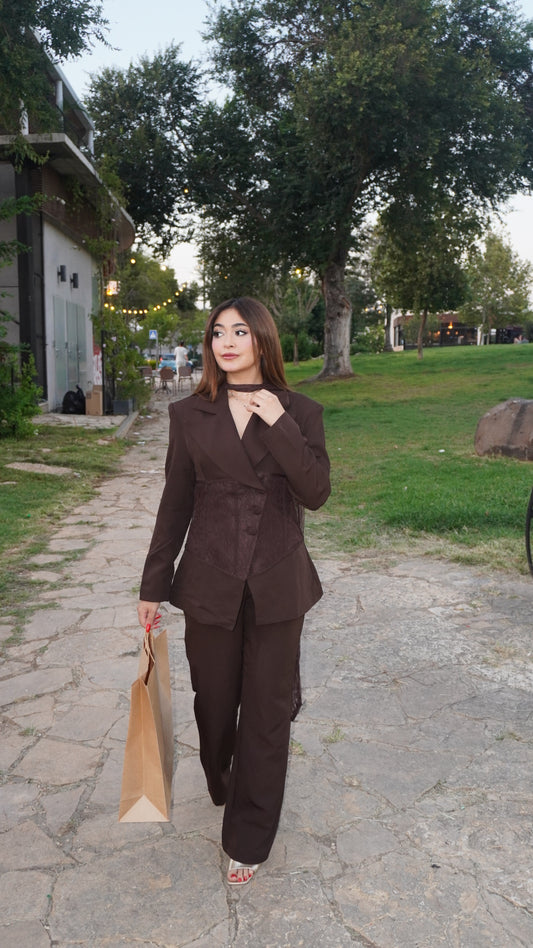 Midnight Lace Corset Brown Suit