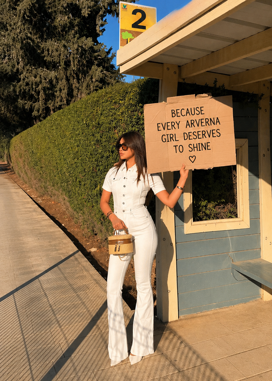 White Crush Denim Jumpsuit