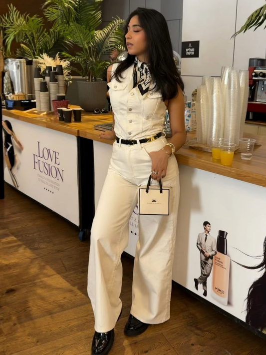 Chic Sleeveless Denim Wide-Leg Jumpsuit