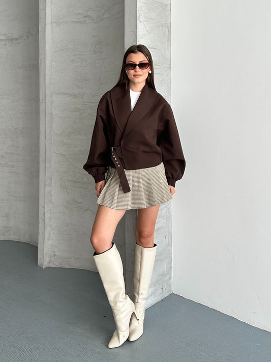 CROP WITH BELT DETAIL JACKET