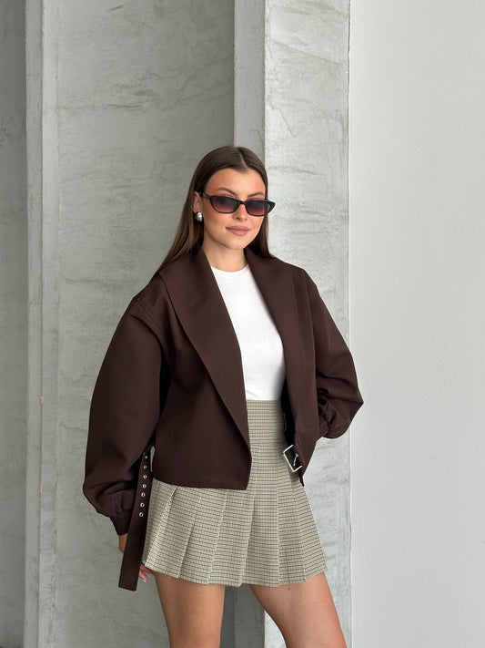 CROP WITH BELT DETAIL JACKET