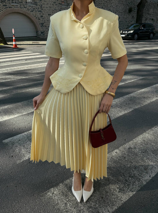 Butter Yellow Pleated Set