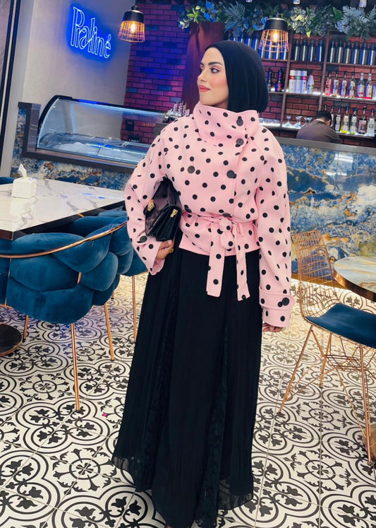 STAND COLLAR POLKA DOT TRENCH COAT