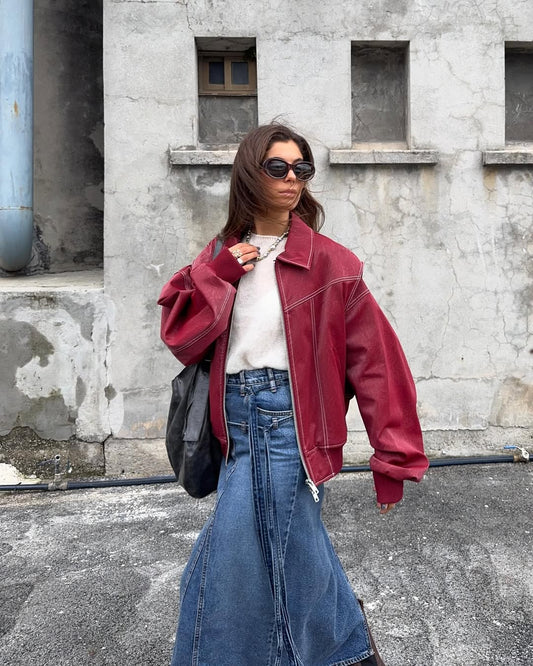 سترة حمراء كبيرة الحجم من أرفيرنا