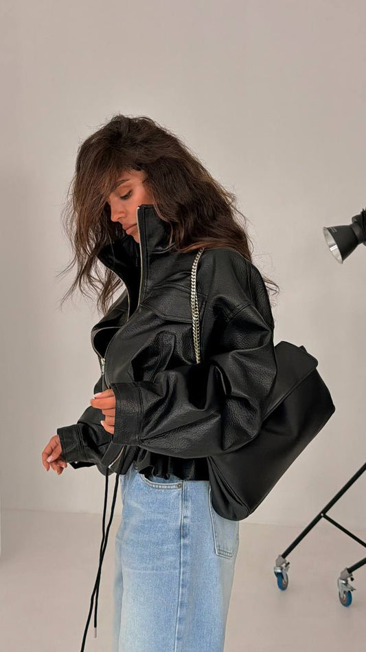 Arverna Cinched Utility Leather Jacket