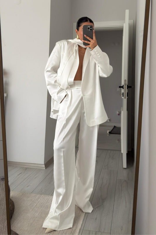 Pinterest White Embellished Satin Set