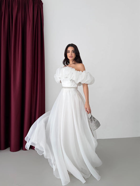 Peri White Vibe Evening Dress
