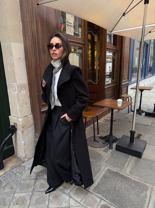 STAND-UP COLLAR WAIST SITTING PADDED MAXI CACHET COAT