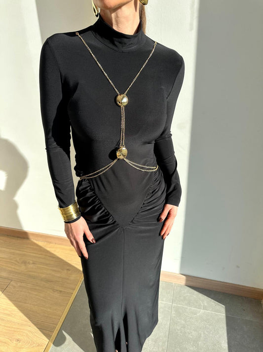 Accessory Detailed Black Design Dress