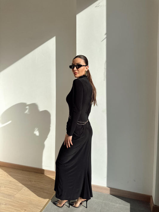 Accessory Detailed Black Design Dress