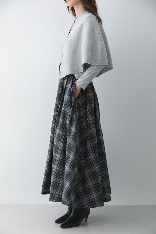 PLAID PATTERNED MIDI SKIRT