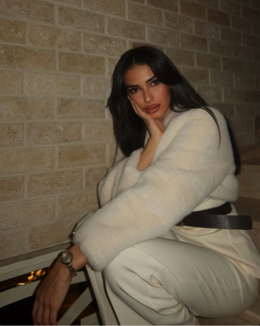 Beige Asymmetrical Waist-Fitted Set