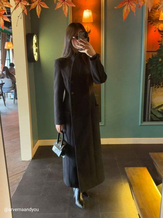 STAND-UP COLLAR WAIST SITTING PADDED MAXI CACHET COAT