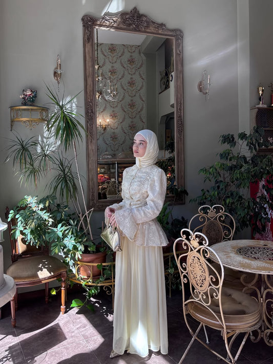 Gathered Embroidered Cream Shirt