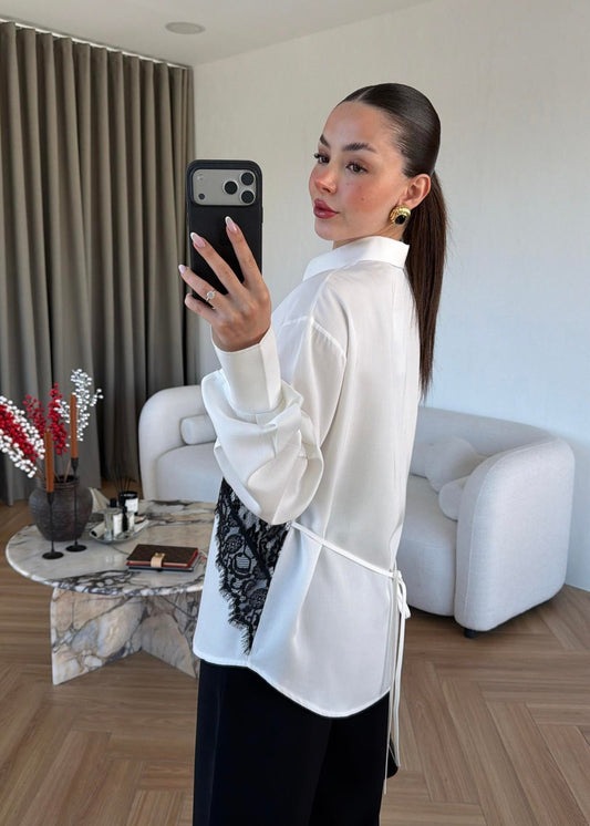 White Lace-up Shirt
