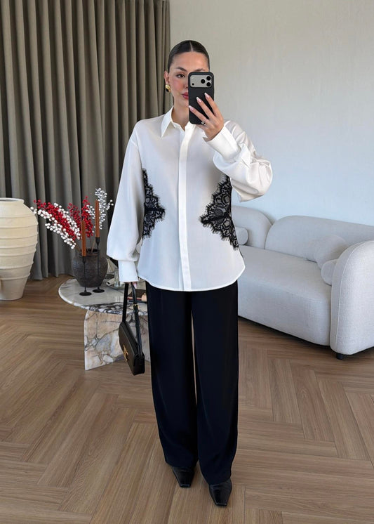White Lace-up Shirt