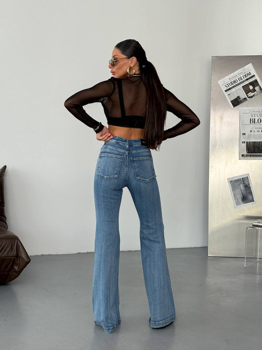 High-Waist Flare Jeans