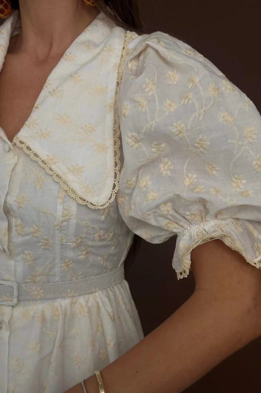 Baby Collar Self Belted Dress