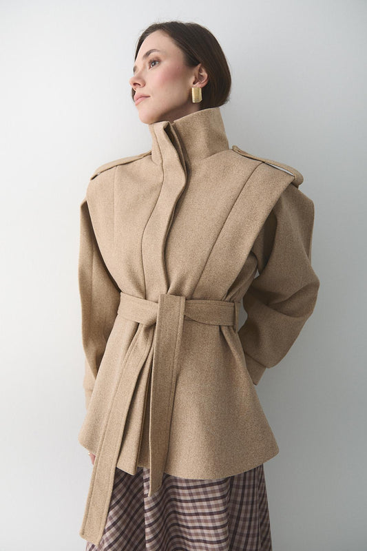 معطف كشمير مكشكش