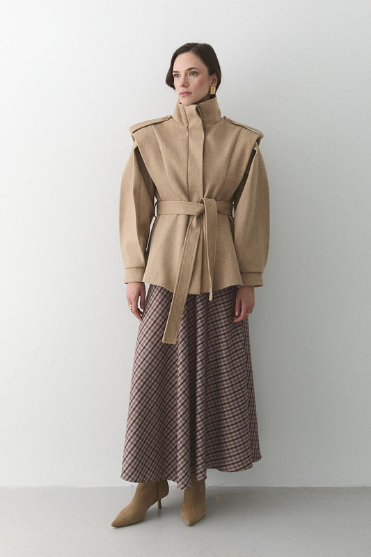 معطف كشمير مكشكش