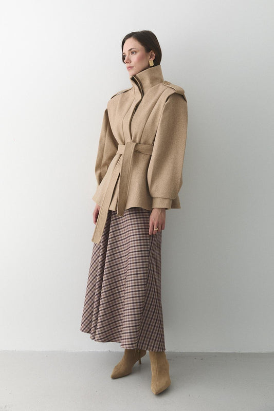 معطف كشمير مكشكش