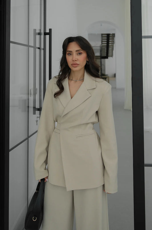 Elegant Beige 2 Piece Suit