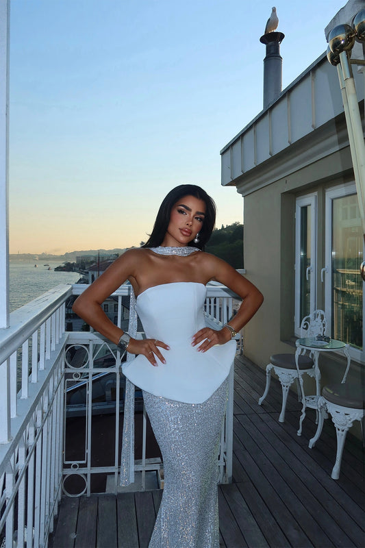 White Viona Evening Dress