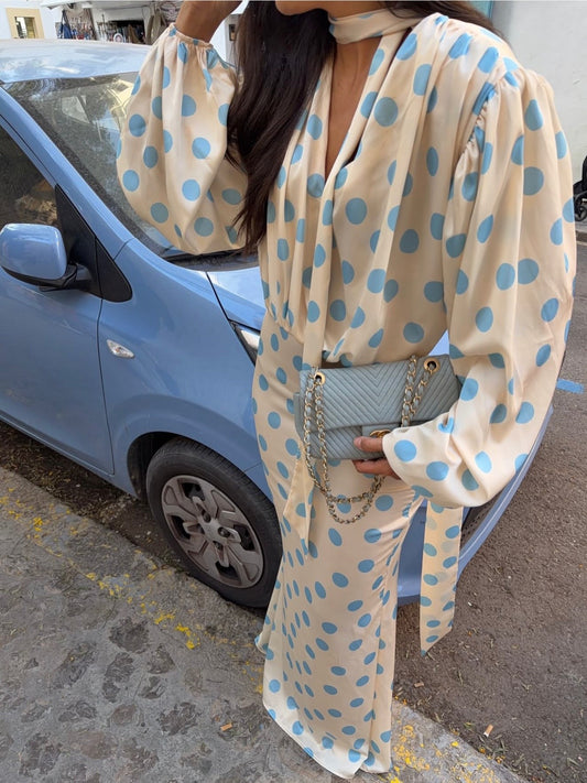 The Polka Baby Blue Maxi Dress