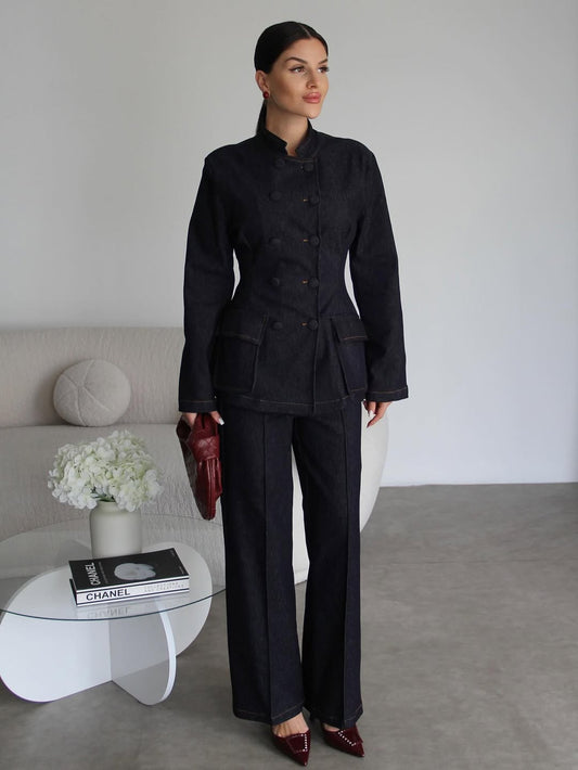 بدلة جينز هيلينز باللون الأزرق الداكن