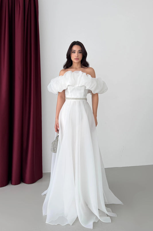 Peri White Vibe Evening Dress