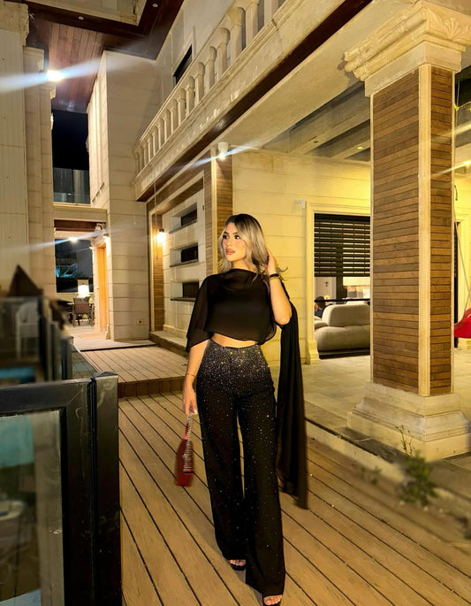 Black Shynix Embellished Trousers