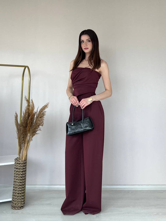 Strapless Draped Two-Piece Set